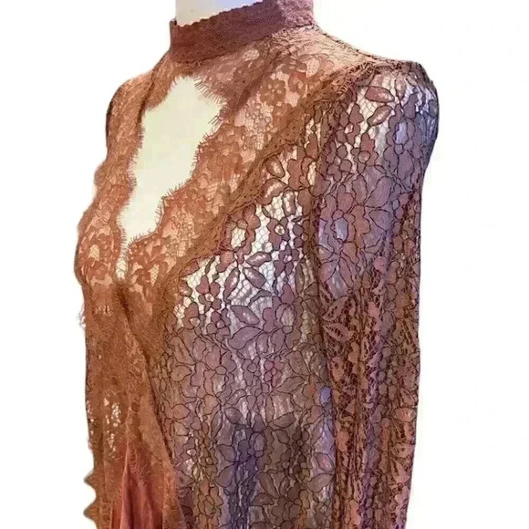 FREE PEOPLE Secret Origins Lace Tunic Dusty Mauve Size Small New With Tags - Picture 7 of 10